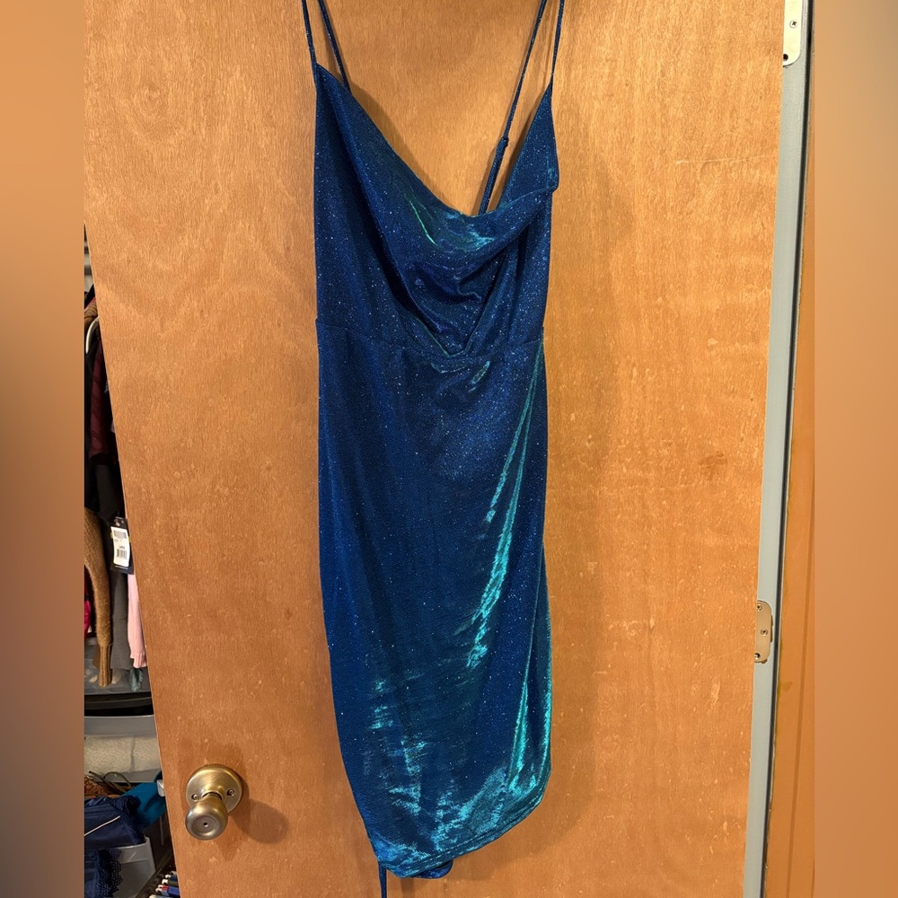 Shein Curve sparkly blue cocktail style dress, size 1XL